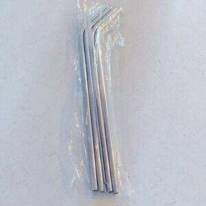 Nutribullet‎ Stainless Steel Reusable Curved Straws Set of 4 with Cleaning Brush